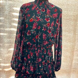 MSK fitted ruffled mid length dress